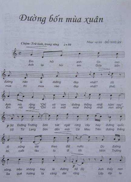 Sheet nhạc Đường Bốn Mùa Xuân